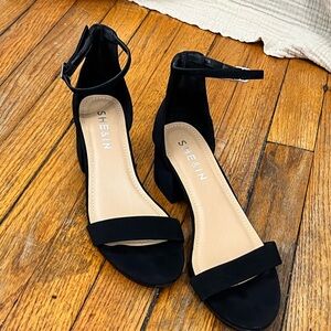 SHEIN Elegant Black Ankle Strap Heels